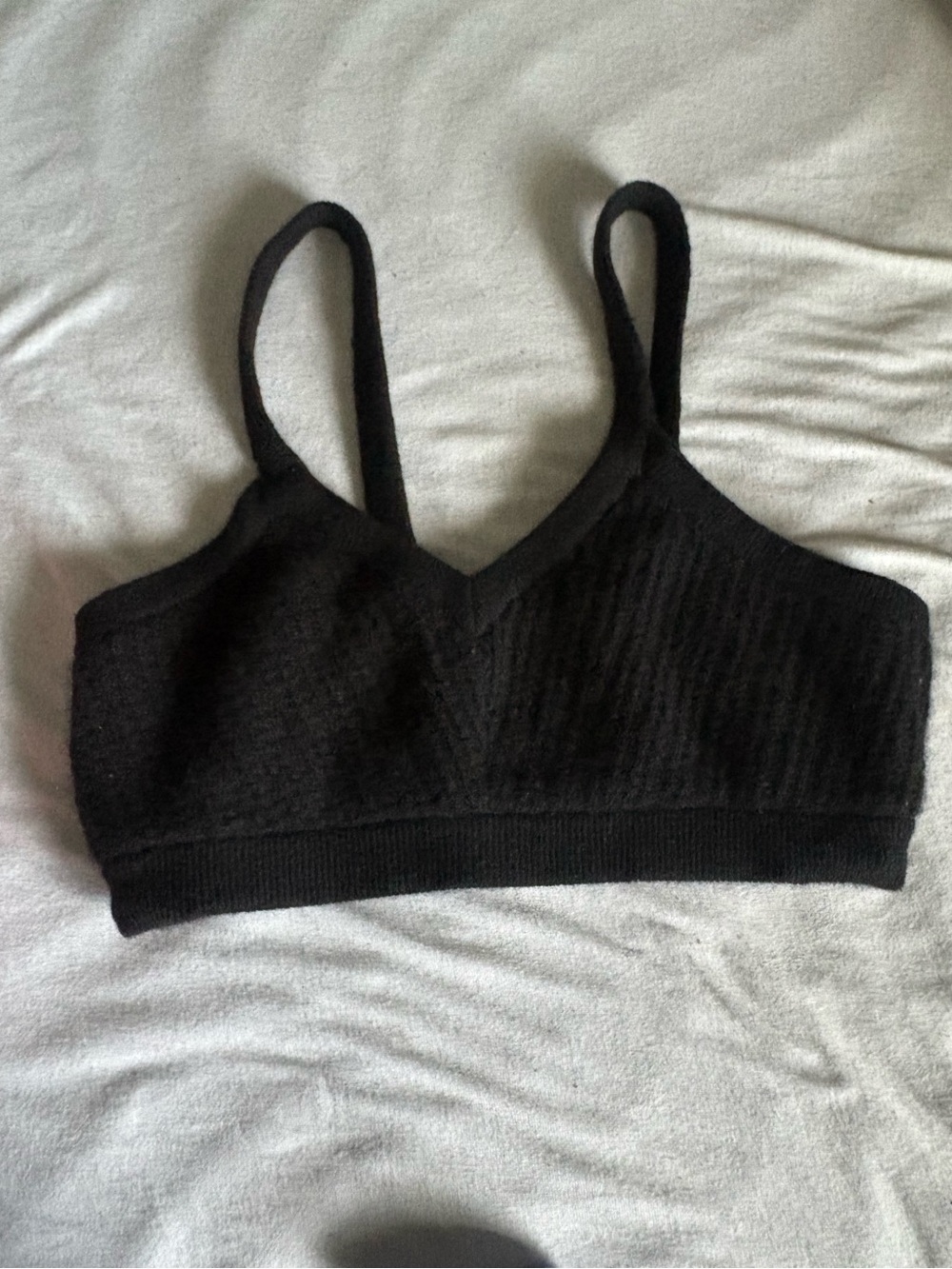 ALO Yoga Black Ribbed V-Neck Bralette